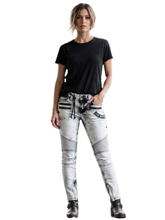 Affliction Denim - Affliction Women’s White & Black Raquel Womens Bleached Jeans Size 28